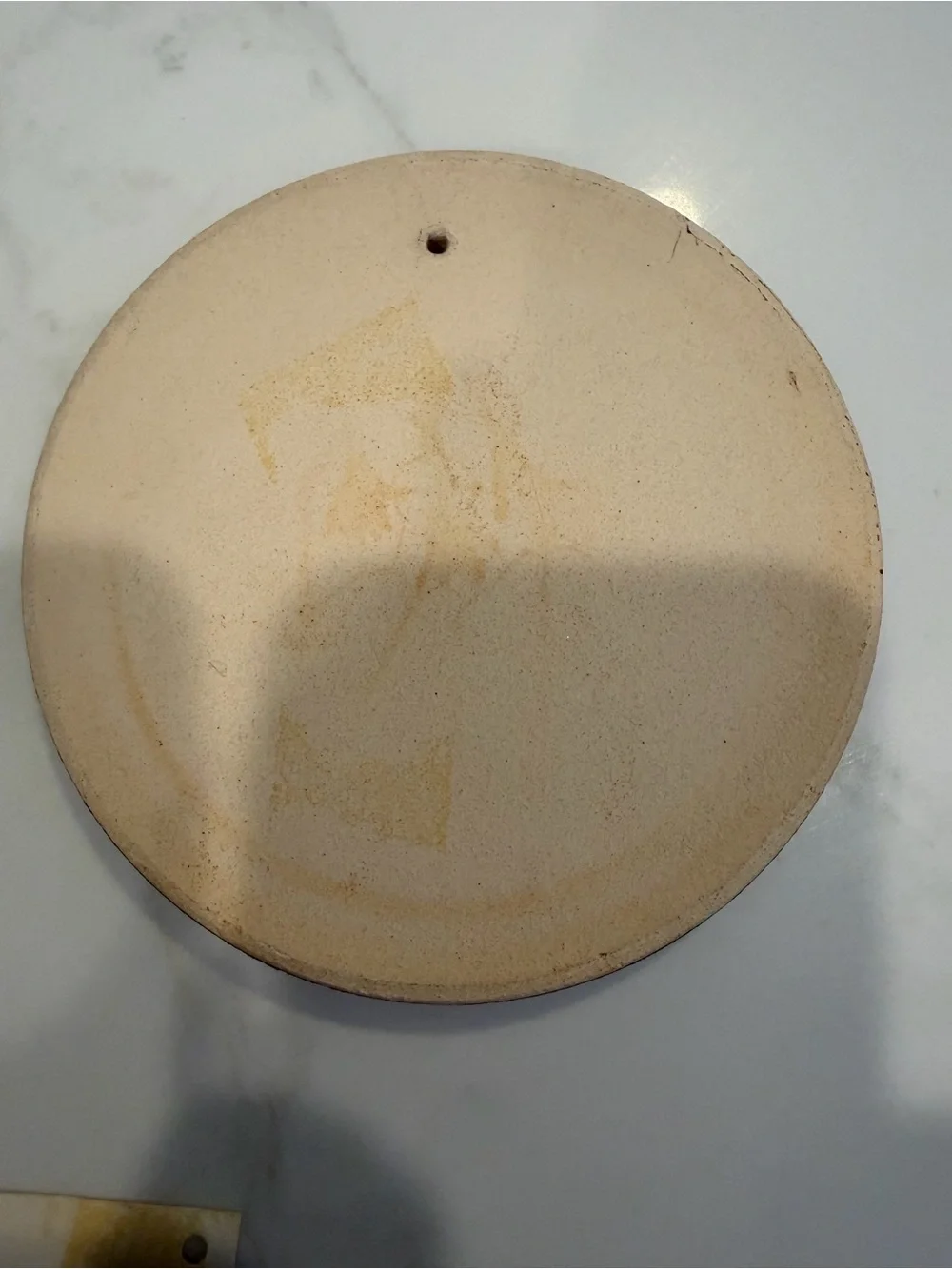 Blue Moon Bun Bread Warmer Pottery Disc 5” Hancrafted USA Pressed Flower Design
